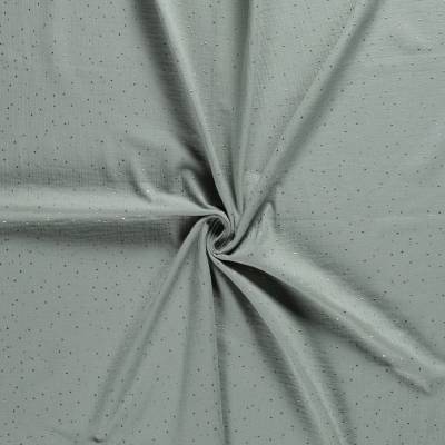 Musselin altgrün mit goldenen Punkten, Double Gauze Windelstoff salbei, Stoff Meterware