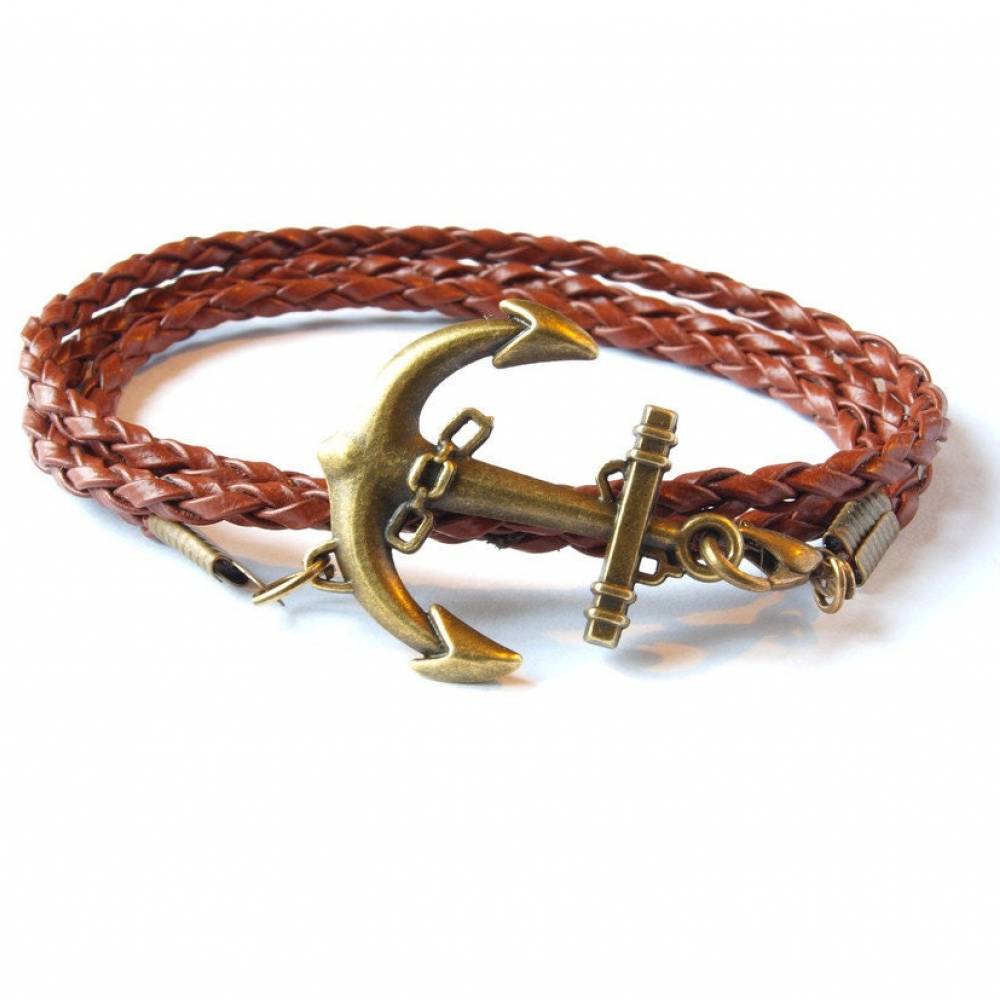 Armband Wickelarmband Anker braun
