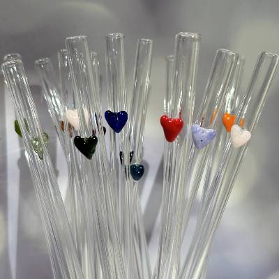 Glas-Trinkhalm mit Herz – Handgefertigtes Unikat, 23 cm, personalisierbar