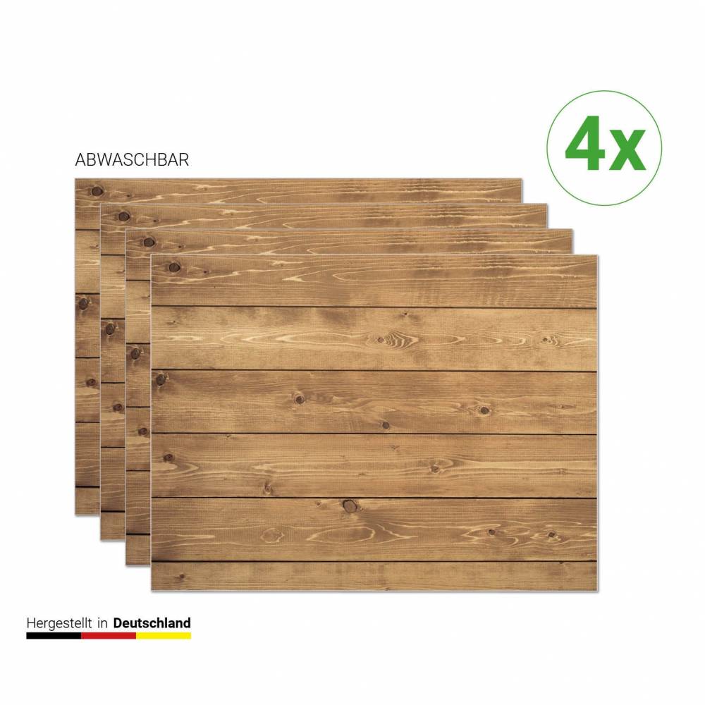Tischsets I Platzsets abwaschbar - Holz - 4 Stück - 44 x 32 cm