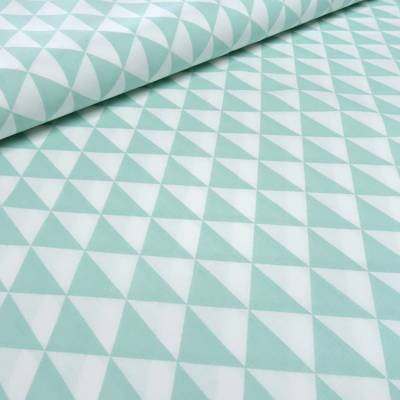 Stoff Baumwolle Popeline mit Dreiecke grafische Muster Design mint weiß Kleiderstoff Dekostoff Blusenstoff