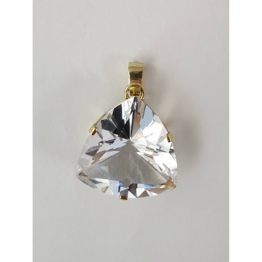 585er Goldanhänger mit großem Bergkristall – Bergkristallanhänger aus 14 k Gold Bild 1