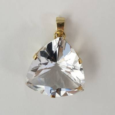 585er Goldanhänger mit großem Bergkristall – Bergkristallanhänger aus 14 k Gold