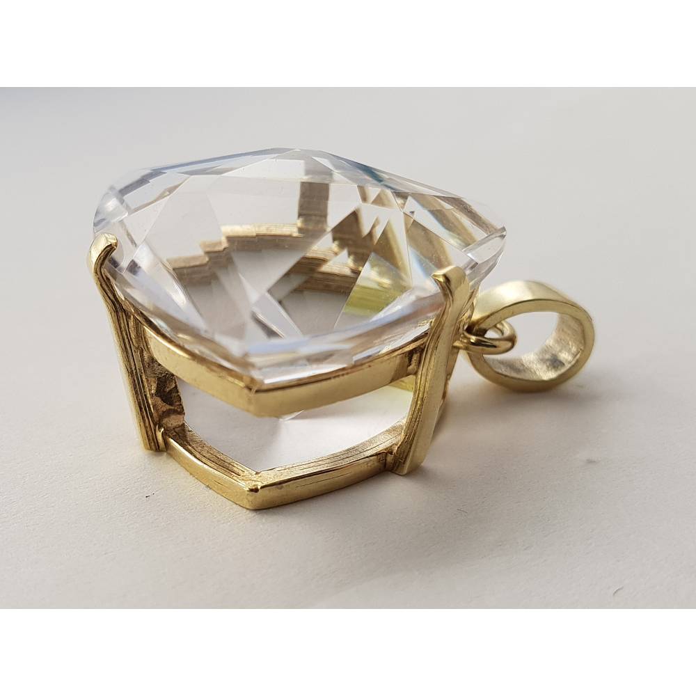 585er Goldanhänger mit großem Bergkristall – Bergkristallanhänger aus 14 k Gold Bild 2