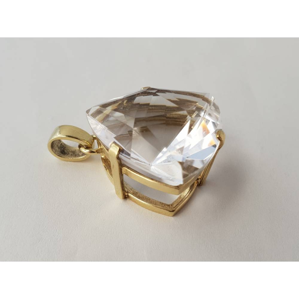 585er Goldanhänger mit großem Bergkristall – Bergkristallanhänger aus 14 k Gold Bild 3