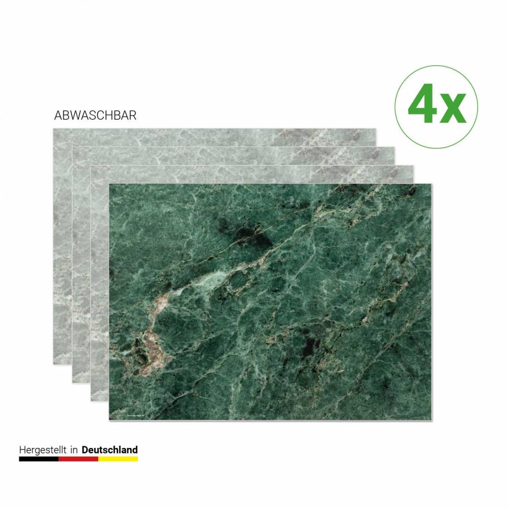 Tischsets I Platzsets abwaschbar - Grüner Marmor natur - aus Premium Vinyl - 4 Stück - 44 x 32cm - Tischdekoration