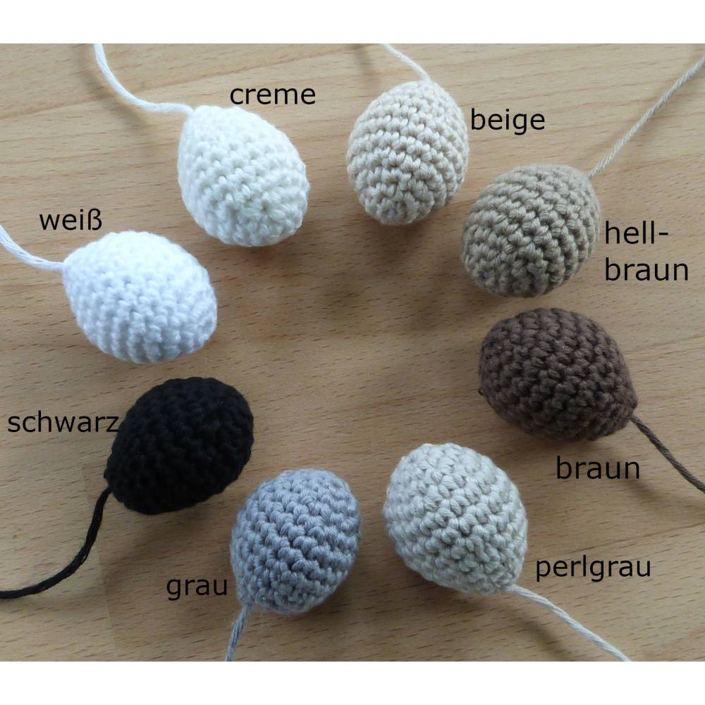 gehäkelte Eier aus Biobaumwolle in 29 Farben, Handarbeit Bild 4
