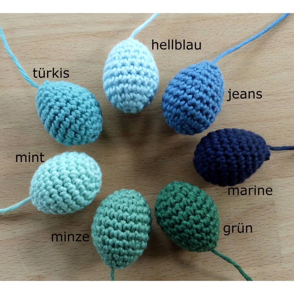 gehäkelte Eier aus Biobaumwolle in 29 Farben, Handarbeit Bild 5