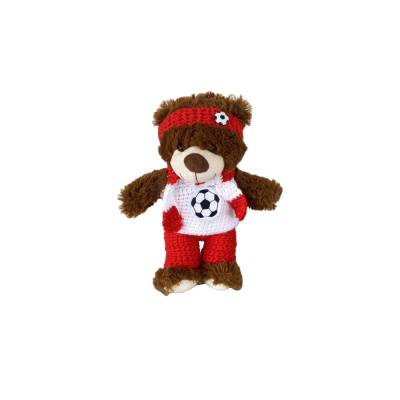  4 teilige Fußballkleidung für Teddybär 30 cm rot und weiß für Fußballfans  Bärenkleidung ! 