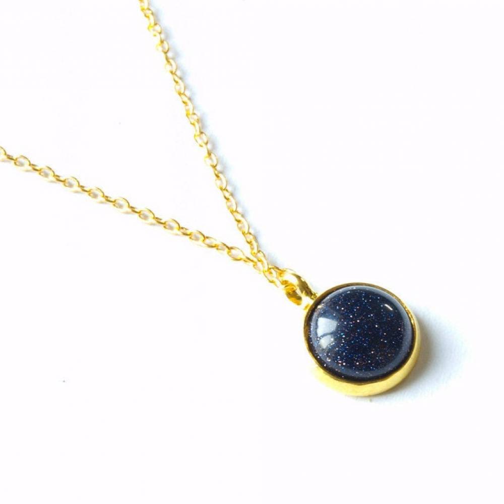 Kette Goldfluss Edelstein Anhänger golden edel