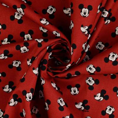 Baumwolle Popeline „Micky Mouse“ rot  Oeko-Tex Standard 100 (1m/12,-€ )