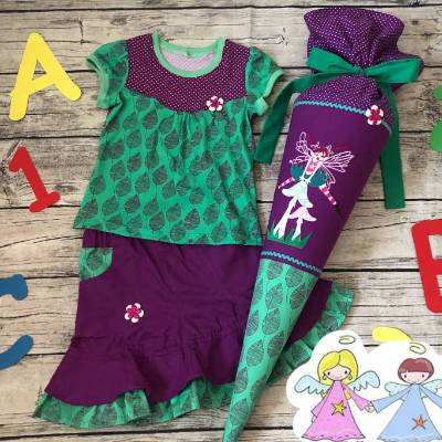 zauberhaftes Set zur Einschulung * Schultüte & Rock & Shirt gr.122/128 *