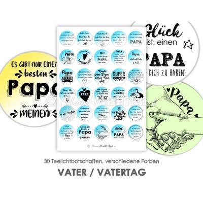 VATERTAG Teelicht - Botschaften Teelicht Vorlagen Bilder Teelichter digitale Datei zum Selbstausdrucken Vater Vati Papa 