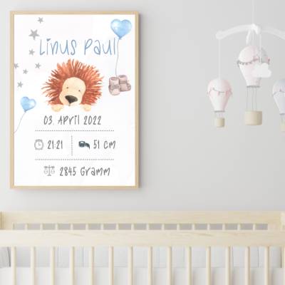 Geburtstafel - Geburtsposter *Löwe* A4