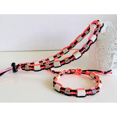 EM-Keramik Halsband Schwarz/Neonpink
