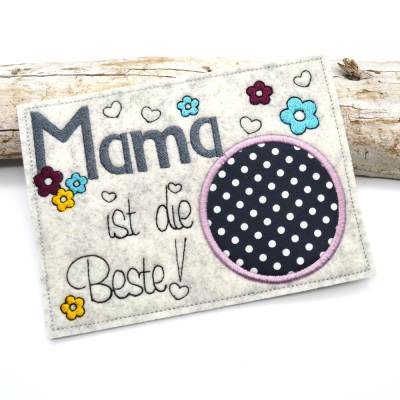 Stickdatei Mama Muttertag Mug Rug Tassenteppich