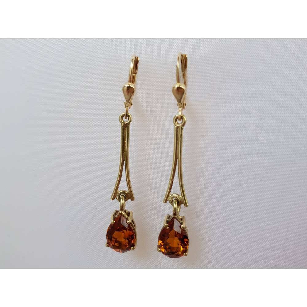 Exklusive Ohrhänger aus 585er Gelbgold mit facettierten Citrin-Tropfen - Handgefertigte Ohrhänger aus 14 K-Gold Bild 1