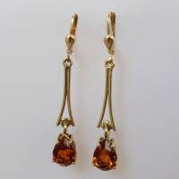 Exklusive Ohrhänger aus 585er Gelbgold mit facettierten Citrin-Tropfen - Handgefertigte Ohrhänger aus 14 K-Gold