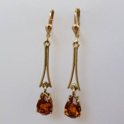 Exklusive Ohrhänger aus 585er Gelbgold mit facettierten Citrin-Tropfen - Handgefertigte Ohrhänger aus 14 K-Gold