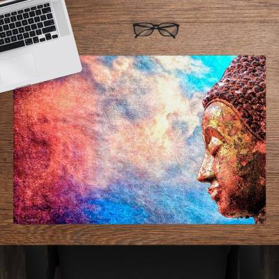 Schreibtischunterlage – Farbenfroher Buddha – 60 x 40 cm – Schreibunterlage für Kinder aus erstklassigem Premium Vinyl –