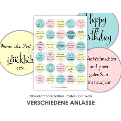 VERSCHIEDENE ANLÄSSE Teelicht - Botschaften Teelicht Vorlagen Bilder Teelichter digitale Datei zum Selbstausdrucken