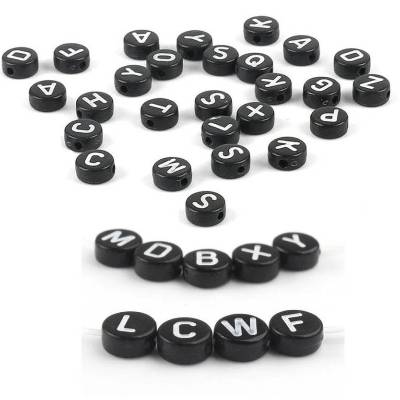 260x runde Buchstabenperlen Alphabetperlen 7 mm ( 10 Stück - jede Buchstabe