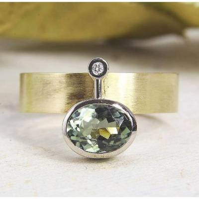 Ring Gold 750/- mit grünem Turmalin und Brillant