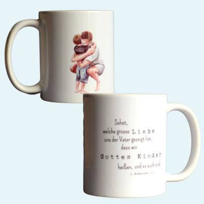 christliche weiße Keramik-Tasse mit Bibelspruch und christlichen Motiven, Geschenk zur Konfirmation