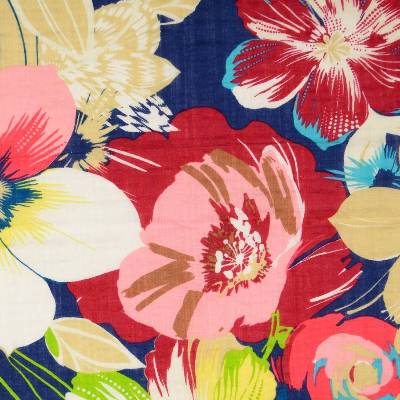 Baumwoll Viskose  Leichter Frühjahrs-/ Sommerstoff  Blumen bunt (1m/12,-€)