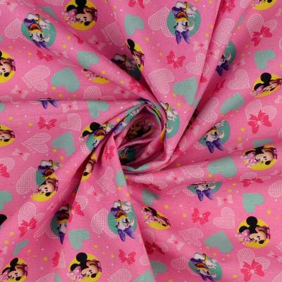 Baumwolle Popeline Minnie Mouse & Daisy Duck auf Pink Oeko-Tex Standard 100 (1m/12,-€ )
