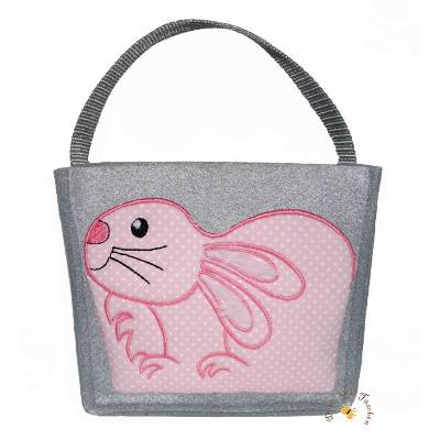 Hasentasche Besticktes Osterkörbchen Motiv Ostertasche Osternest Filztasche Kinder Stofftasche Utensilo Geschenktasche