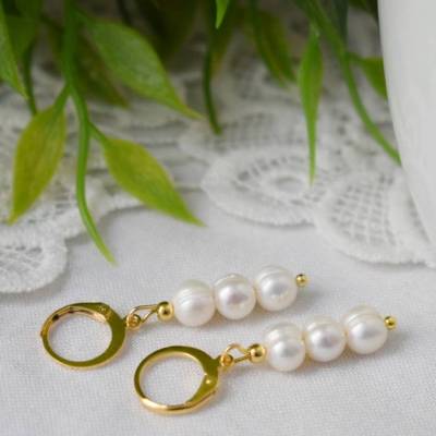 Perlen Ohrringe Creolen Gold, Ohrhänger, Süßwasserperlen hoops, Hängeohrringe, Perlen Kreolen, Perlenohrringe hängend