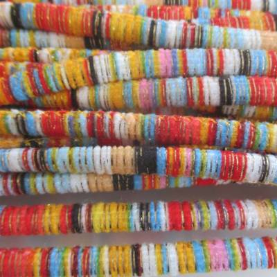 3 m Kordel Ethno-Look mit Lurex indianisches Motiv bunt Ø6 mm (1m/0,80 €)
