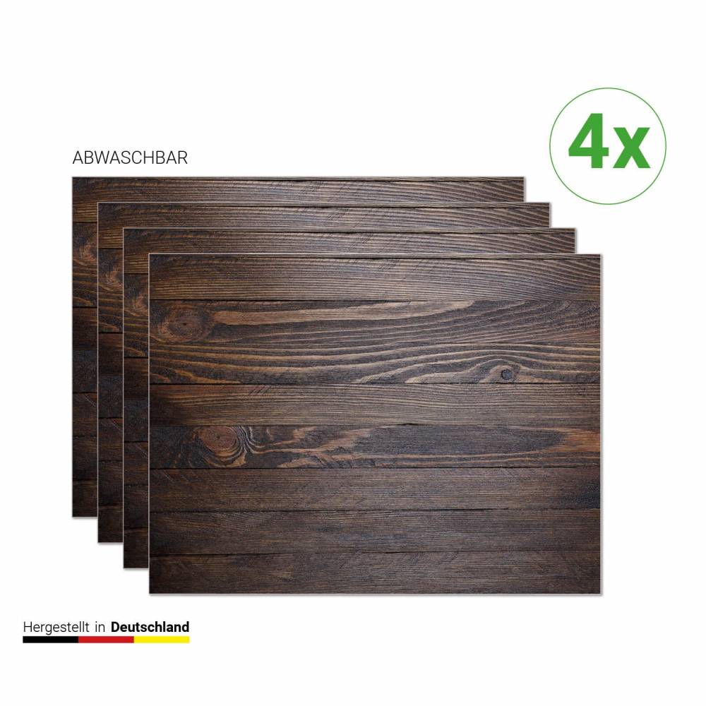 Tischsets I Platzsets abwaschbar - Holz dunkelbraun - 4 Stück - 44 x 32 cm