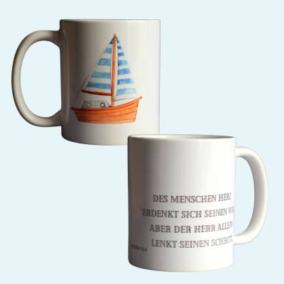 christliche weiße Keramik-Tasse mit Bibelspruch und christlichen Motiven, Geschenk zur Konfirmation