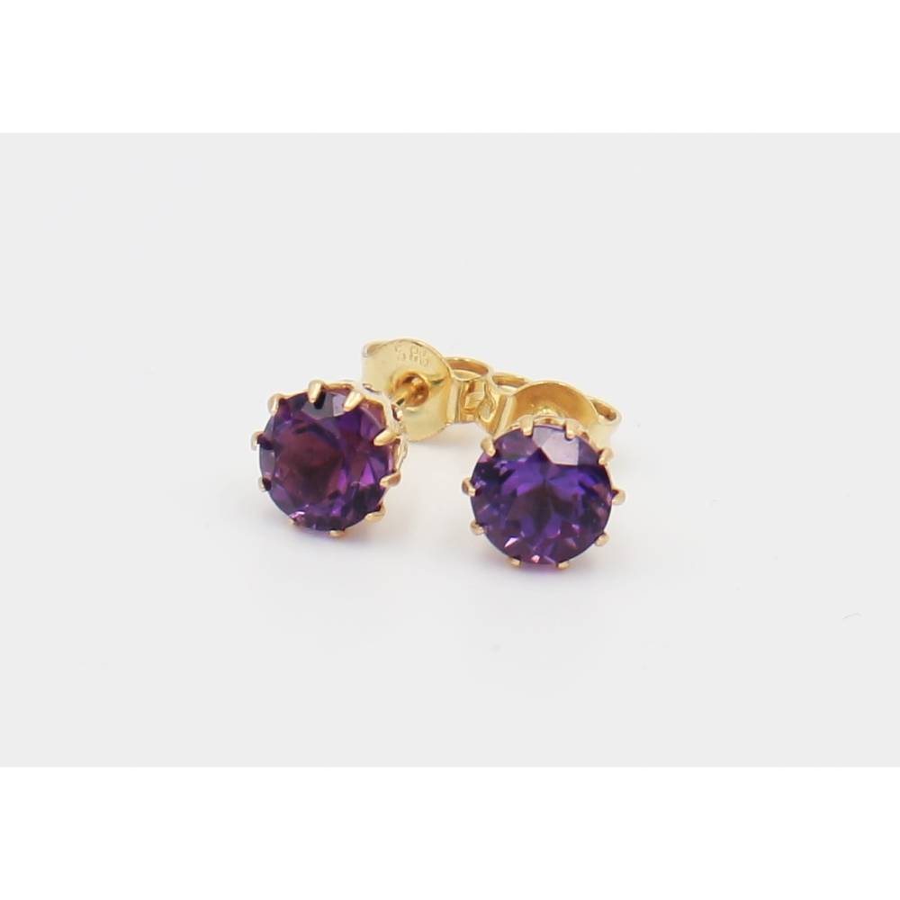 585er Goldohrstecker mit Amethyst – Amethyst- Ohrstecker 14 K Gold Bild 1