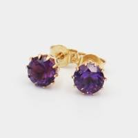 585er Goldohrstecker mit Amethyst – Amethyst- Ohrstecker 14 K Gold