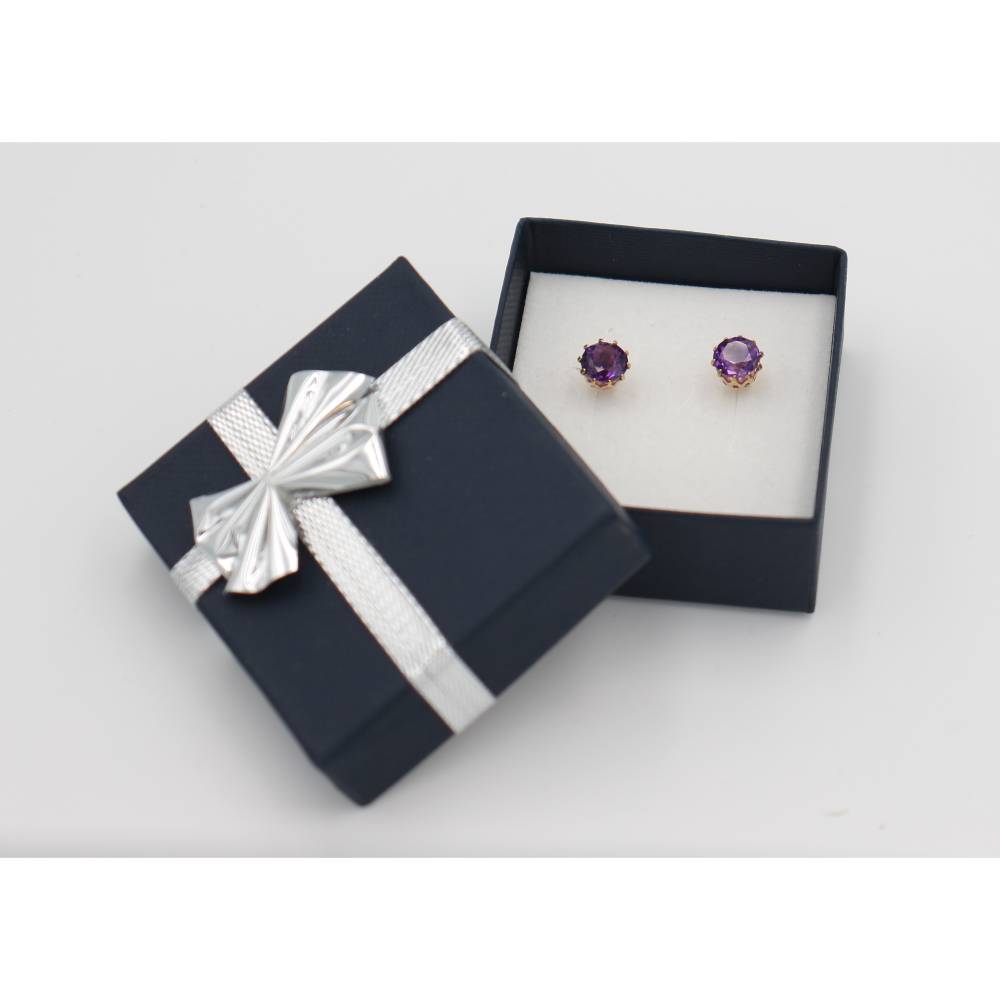 585er Goldohrstecker mit Amethyst – Amethyst- Ohrstecker 14 K Gold Bild 2