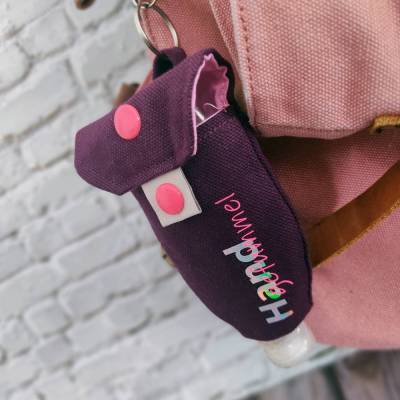 Handgel- / Desinfektionsmittel-Tasche | HANDGEFUMMEL Pflaume/Pink - einzigartig & größenverstellbar