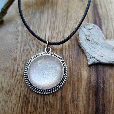 weiß glitzer Anhänger silberweiß Kette 20mm glitter Cabochon
