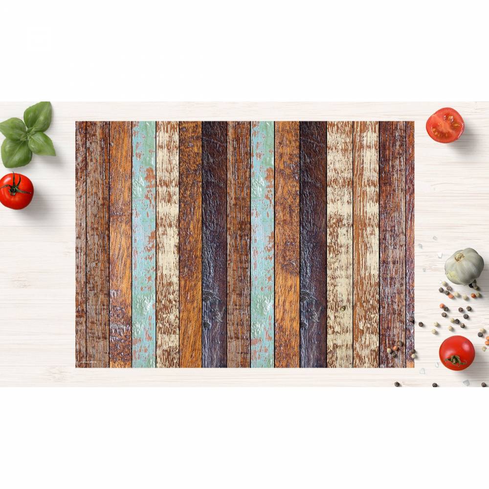 Tischsets I Platzsets abwaschbar - Holzoptik gestreift shabby look- aus Premium Vinyl - 4 Stück - 44 x 32 cm