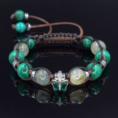 Damen Edelsteinen Armband aus Quarz Malachit und Hämatit mit 925 STERLING SILBER 