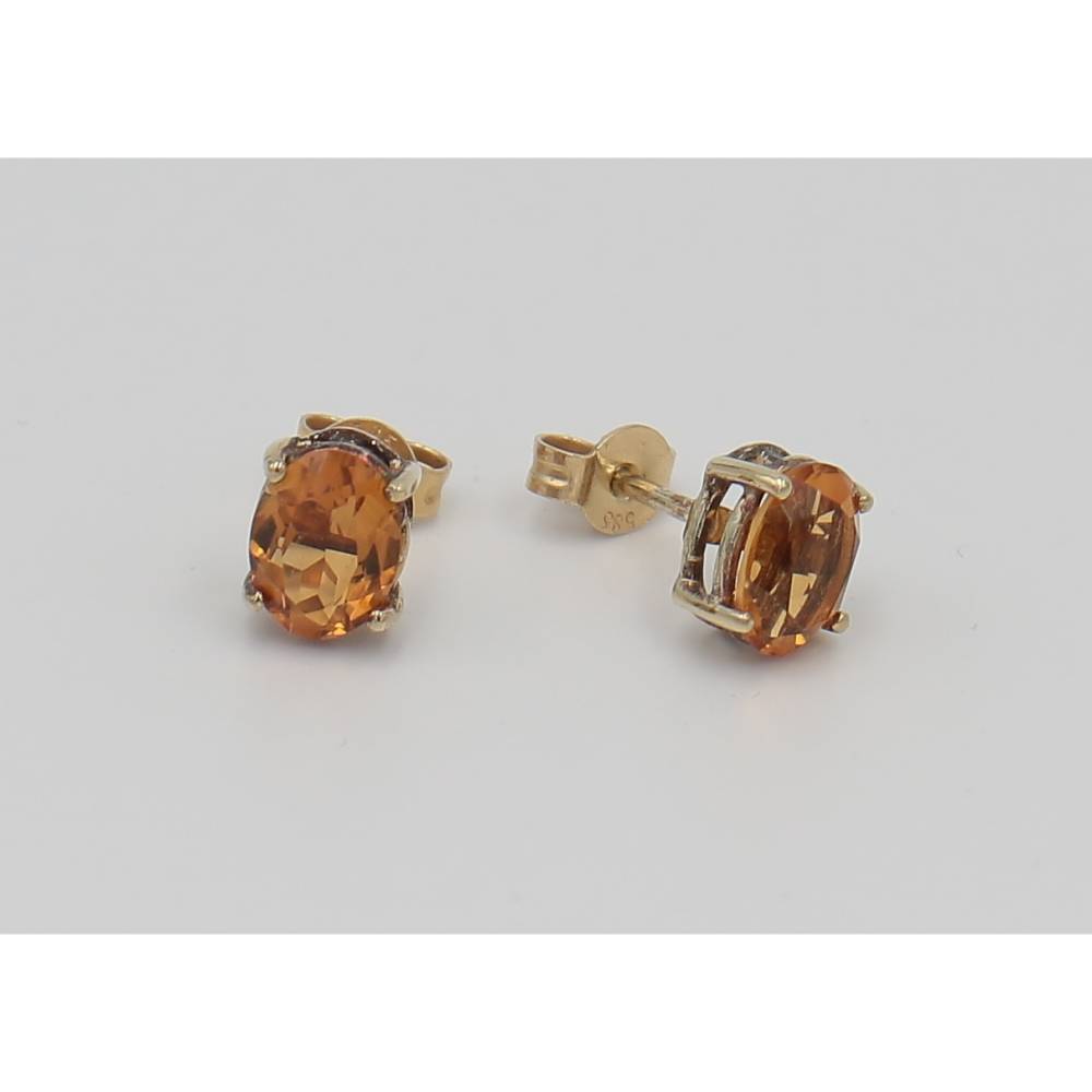 585er Goldohrstecker mit Citrin – 14 k Gelbgoldschmuck mit Citrin Bild 1