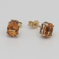 585er Goldohrstecker mit Citrin – 14 k Gelbgoldschmuck mit Citrin