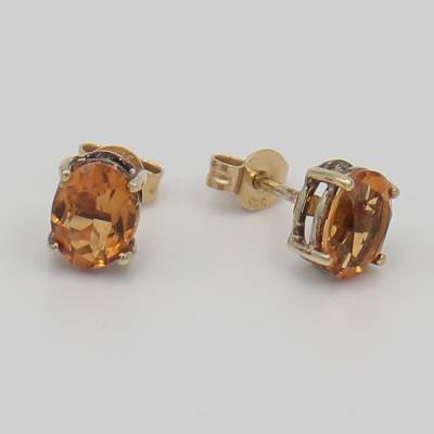 585er Goldohrstecker mit Citrin – 14 k Gelbgoldschmuck mit Citrin