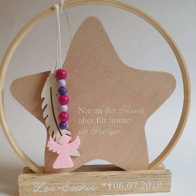 Geschenk für Sternenkind, Ring mit Stern mit Spruch und Namen, Erinnerung an Sternenkind, Geschenk für Sterneneltern