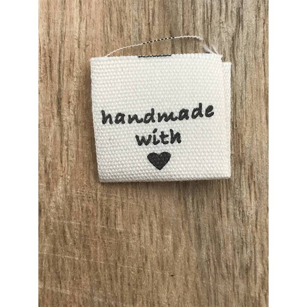 Label "Handmade with love" aus Stoff * 15 STÜCK * 2 x 2 cm (4 x 2cm ) * Selbstgenähtes verschönern * Label zum A Bild 1
