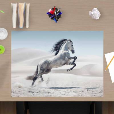 Schreibtischunterlage – Weißes Pferd – 60 x 40 cm – Schreibunterlage für Kinder aus erstklassigem Premium Vinyl – Made i