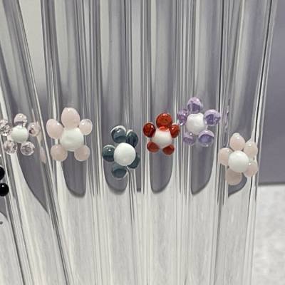 Glas-Trinkhalm mit Blume – Handgefertigtes Unikat, gebogen, 23 cm