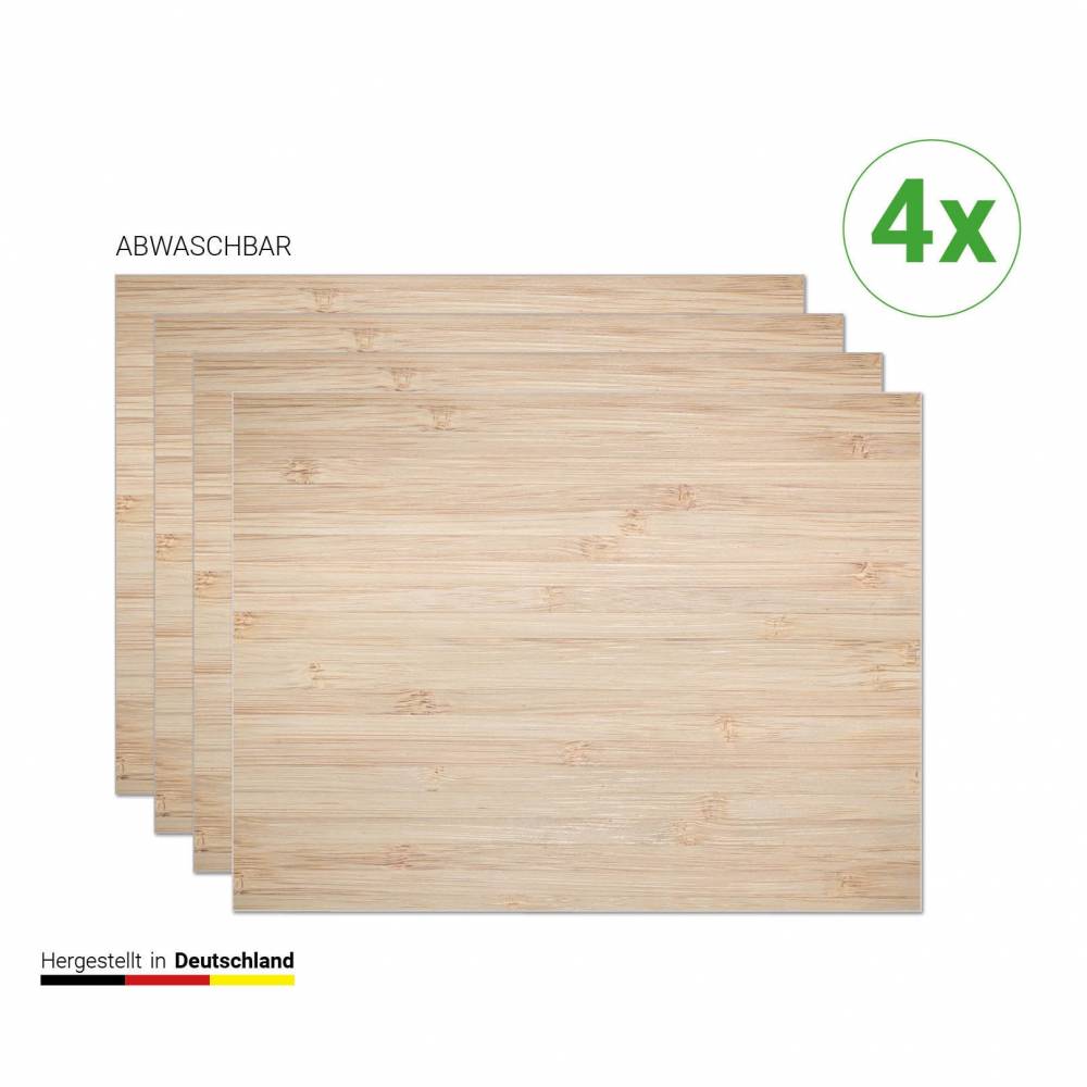 Tischsets I Platzsets abwaschbar - Bambus Optik - aus Premium Vinyl - 4  Stck - 44 x 32 cm - rutschfeste Tischdekoration